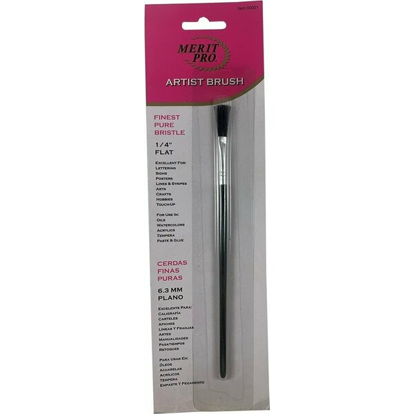 Dynamic Paint Products Merit Pro #1/4 Flat Pure Bristle Artist Brush 00001